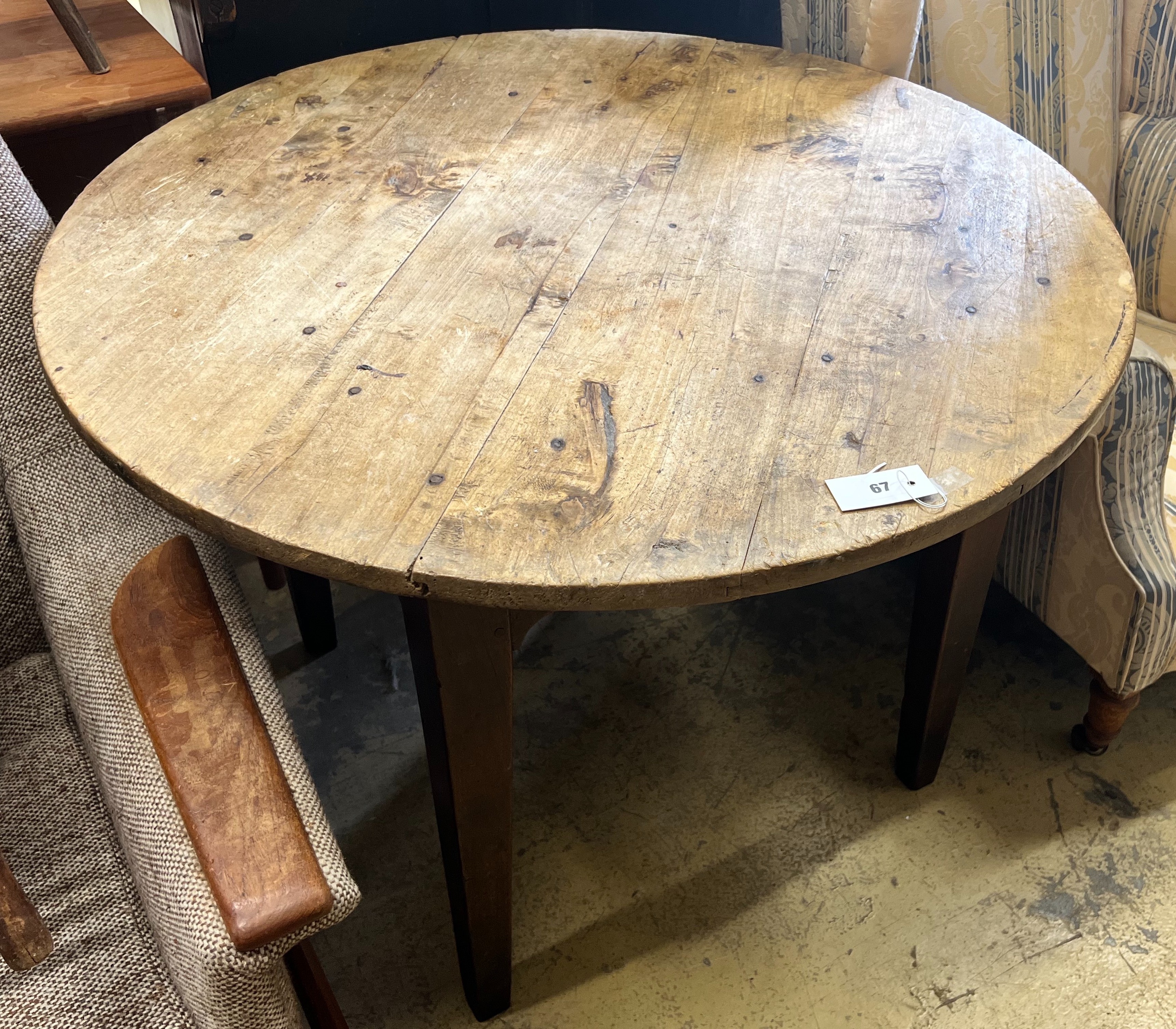 A 19th century fruitwood circular table, diameter 99cm height 77cm